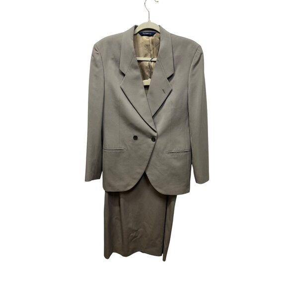Burberrys Womens 100% Wool Blazer & Skirt Suit Set tan 8 - Picture 1 of 16